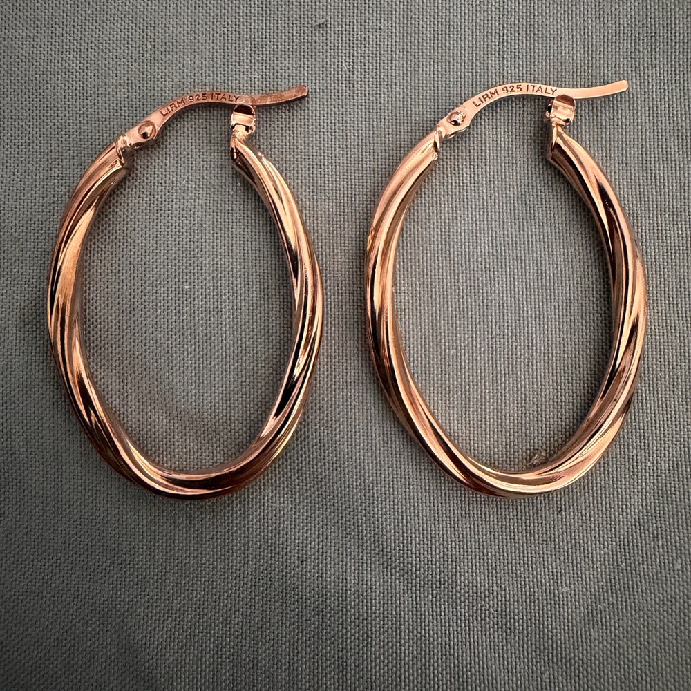 925 Italian Gold-Tone Twisted Hoop Earrings